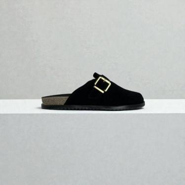 Imagem de Mule Feminino Moleca Camurção Fivela Casual Preto, Preto, 35