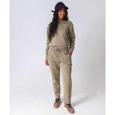 Imagem de Calça Moletom Feminina Reta Frizo Marisa Verde-52177, Verde, G