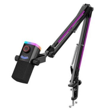 Imagem de Microfone Dinâmico Gamer Fifine AmpliGame AM8PROT, XLR/USB-C, RGB, Touch Mute, com Braç...