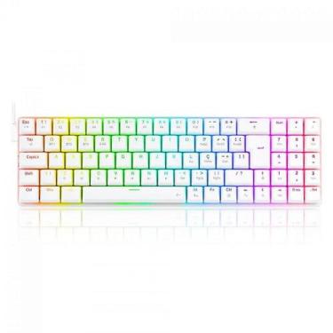 Imagem de Teclado Mecânico Gamer Redragon Ashe, RGB, Switch Blue, ABNT2, White