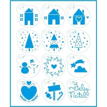 Imagem de Stencil LT - Kit Mini Chaveiro - Casinhas e Arvorezinhas de Natal - Li