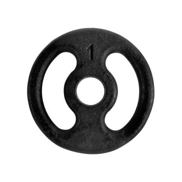 Imagem de Anilha de Musculação Ferro Fundido Pintada Academia 1,0kg com Alça Lateral Preto Anilhas Fitness