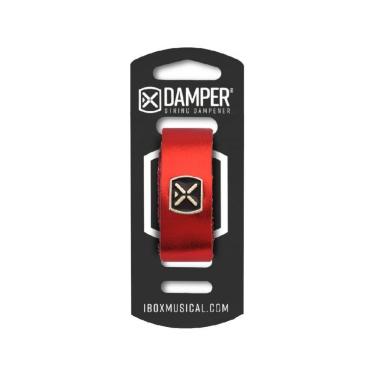 Imagem de Abafador de Cordas Dmmd04 em Couro Legítimo com Tag em Metal Vermelho para Instrumentos Ibox