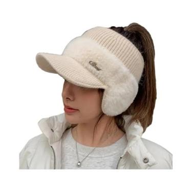 Imagem de Boné De Inverno Feminino Quente E Tricotado, À Prova De Vento, Para Es