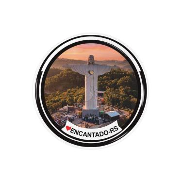 Imagem de Adesivo Turístico Resinado Encantado RS com Acabamento 3D em Relevo 6,3 X 6,3 cm Preto