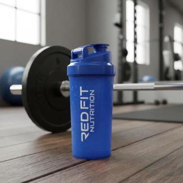 Imagem de Coqueteleira Shaker Azul Escura Academia 600ml Red Fit Nutrition - Red