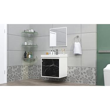 Imagem de Gabinete Armário Para Banheiro Pia Canis - Preto Marmorizado