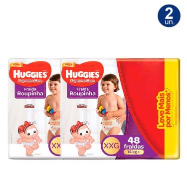 Imagem de Kit 2X 48 Fraldas Fralda Roupinha Huggies Supreme Care Tamanho XXG Pacote Hiper Descartáveis