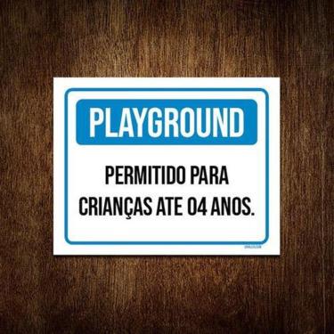 Imagem de Placa Playground Permitido Crianças Até 4 Anos Azul 27X35