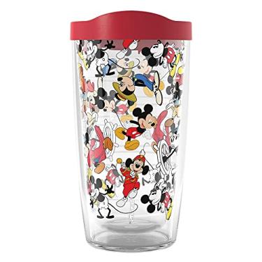 Imagem de Tervis Copo de viagem Disney Mickey Through the Years Made in USA de parede dupla com isolamento térmico mantém as bebidas frias e quentes, 473 ml, clássico