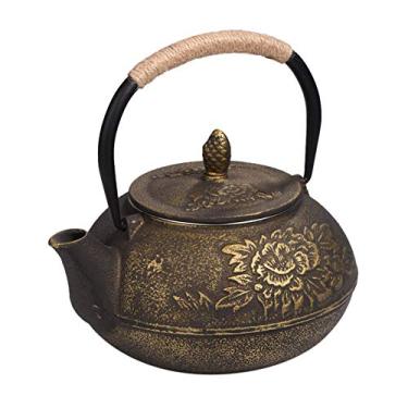 Imagem de Bule de chá de ferro fundido, chaleira de chá estilo japonês de 900 ml/850 g com infusor removível com alça anti-escaldante bule de chá para folhas soltas e saquinhos de chá