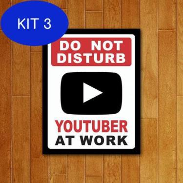 Imagem de Kit 3 Placa Decorativa - Youtuber At Work - Legiao Nerd