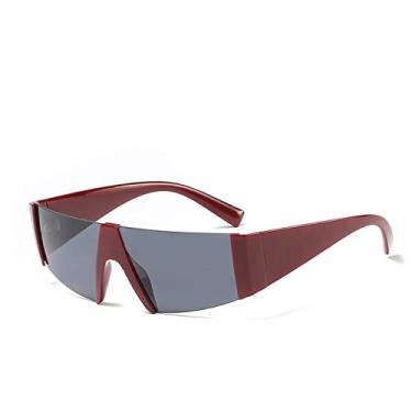 Imagem de Óculos de sol clássico vintage de meia armação de luxo estilo futurista tons de designer uv400 punk óculos de sol masculino, c3 vinho tinto preto, tamanho único