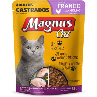 Imagem de Ração Úmida Magnus Cat Sachê Frango ao Molho para Gatos Castrados - 85 g