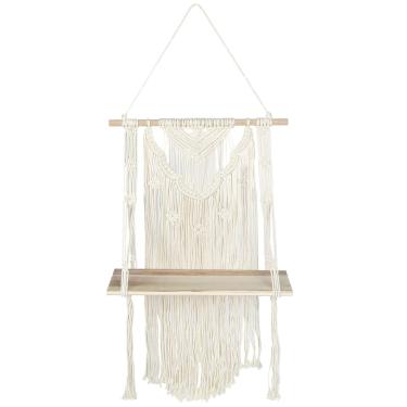 Imagem de Prateleira organizadora para pendurar na parede de tricô manual OKJHFD Porta-vasos para plantas, prateleiras de madeira para pendurar na parede para decoração de casa, tamanho duplo(A)