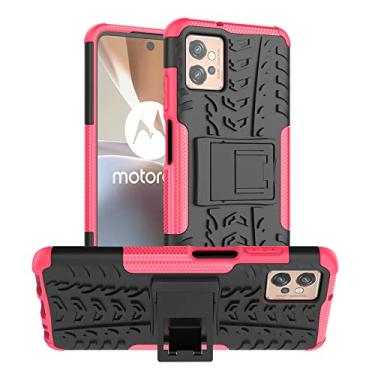 Imagem de BoerHang Capa para Motorola Moto G32, resistente, à prova de choque, TPU + PC proteção de camada dupla, capa de telefone Motorola Moto G32 com suporte invisível. (rosa)