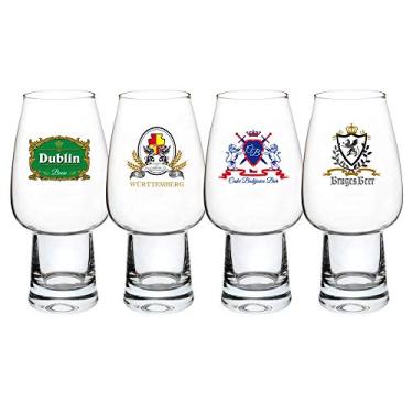 Imagem de Jogo de Copos para Cerveja em Cristal Ecológico, Stout Logos Sortidos, A18cm, 4 Peças, 400ml, Bohemia