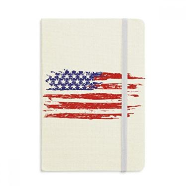 Imagem de Caderno de anotações com estampa de estrelas e listras, bandeira dos EUA, capa dura em tecido, diário clássico