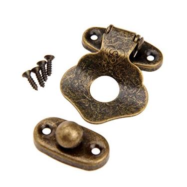 Imagem de 1 pc 42x32mm Antique Latão De Ferro De Ferro Decorativo Presente De Jóias Vinho Caixa De Madeira Mala Mala Hasp Latch Hook Hardware Vintage YYDFPIIA