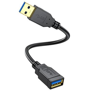 Imagem de NC XQIN Cabo de extensão curto USB 3.0 de 3 m, cabo de extensão USB 3.0 tipo A macho para fêmea, para pen drive, teclado, mouse, PlayStation, Xbox, leitor de cartão, impressora