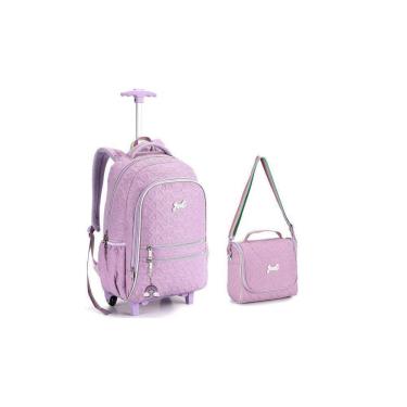 Imagem de Mochila de Rodas e Costas Kit Meninas Lilás + Lancheira