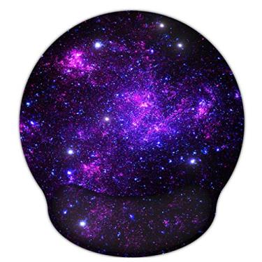 Imagem de RICHEN Mouse pad ergonômico com suporte de pulso, base de borracha antiderrapante para laptop e Mac, descanso leve para casa, escritório e viagem, Purple Starry