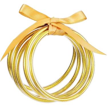 Imagem de Alphatool Pulseiras femininas com glitter - Pulseira preenchida com glitter de silicone macio, pulseiras modernas brilhantes com laço para mulheres, meninas, 2.9 x 2.9 inches, Silicone, Sem Pedra