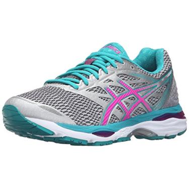 Imagem de ASICS Tênis de corrida feminino Gel-Cumulus 18, Prata/Brilho Rosa/Lápis, 5