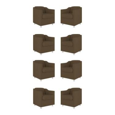 Imagem de Kit 08 Cadeiras Poltronas Decorativas Sala de Espera Clinica Tecido - 