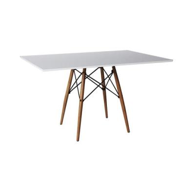 Imagem de Mesa de Jantar Eiffel Retangular 120 Cm Tampo de Madeira Branca - CASA