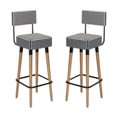 Imagem de Kit 02 Bancos Banquetas Pés Palito Barcelona Suede Cardan - Salaone