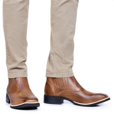 Imagem de Bota Rodeio Texana Masculino Bico Quadrado Cano Curto Cor Látego Café 