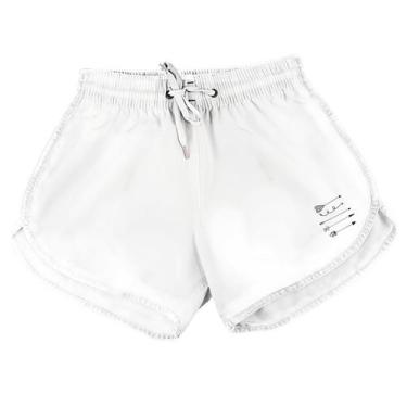 Imagem de Short Feminino Moda Praia Tactel Estampado - RELAXADO, Branco flechas,