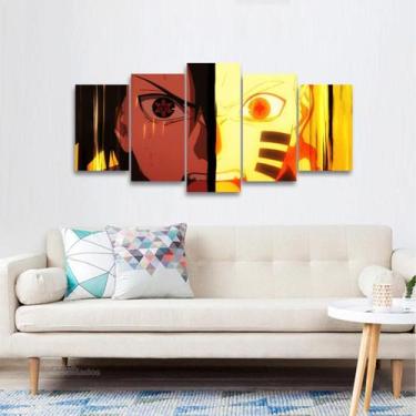 Imagem de Quadro decorativo Naruto Sasuke Para Quarto Mosaico 5 Peças - Wall Fra