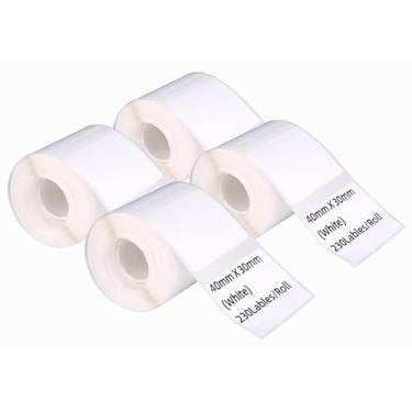 Imagem de DYKJGS Adesivos térmicos compatíveis com impressora de etiquetas M110/120, 4 rolos brancos, 40 mm x 30 mm, etiquetas adesivas para escola e casa (4, 40 x 30 mm)