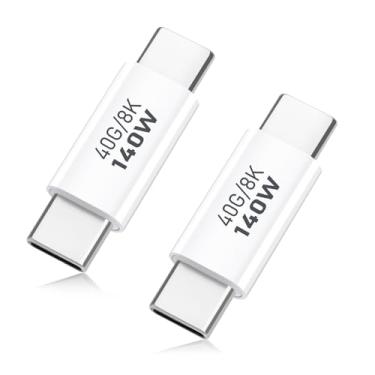 Imagem de AIYEEN Adaptador USB C de 40 Gbps (pacote com 2), adaptador USB C macho para macho USB 4.0 tipo C, conector de transferência de dados compatível com iPhone 15, Thunderbolt 3, Samsung, MacBook e mais