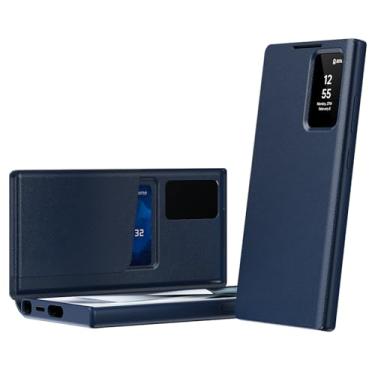 Imagem de LTLMYDAM Azul, S25, capa fina para Samsung Galaxy S25 Ultra/S25 Plus/S25, capa de couro Flip View Business Wallet Capa de proteção para câmera