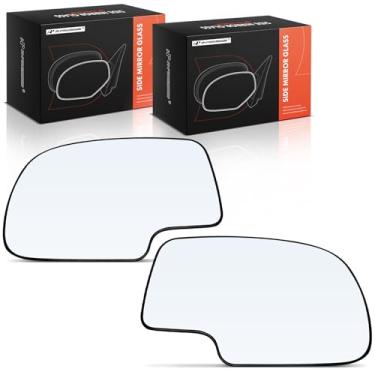 Imagem de A-Premium Vidro espelhado não aquecido do lado do motorista e do passageiro de 2 peças com placa de suporte compatível com Chevrolet Silverado 1500 Classic, Tahoe, Avalanche 2500 e GMC Sierra 3500,