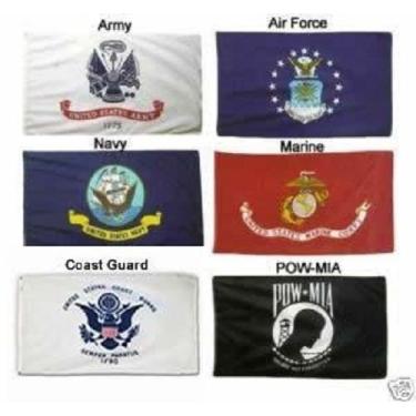Imagem de Bandeira 3X5 (Atacado) Militar 5 Ramos Exército, Marinha, Força Aérea, Marinha, Guarda Costeira, Pow Mia Faixa de Nylon Dupla Face 2ply