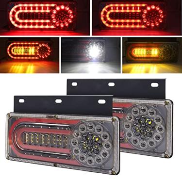 Imagem de YnGia Luz traseira de reboque, luz de freio de freio, 2 peças de LED luz de ré de parada traseira, indicadora de seta, 24 V para caminhão, trator, caminhão, caravana, van