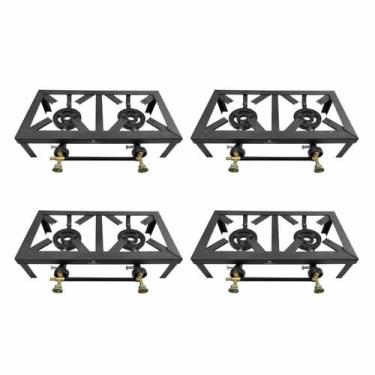 Imagem de Kit 4 Fogareiro 2 bocas Aço Galvanizado Caminhão Camping - PC Cozinhas