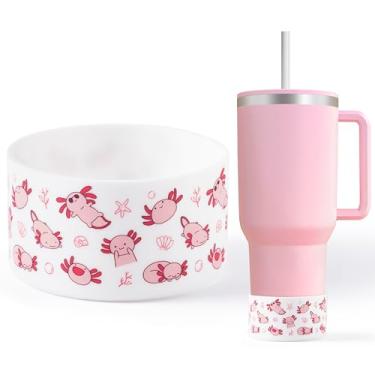 Imagem de R HORSE Linda bota de silicone Axolotl para Stanley Cup 30 1,134 g, bota de silicone antiderrapante para Stanley IceFlow Flip 30 590 ml, Hydro Flask garrafas de água protetor inferior capa de manga