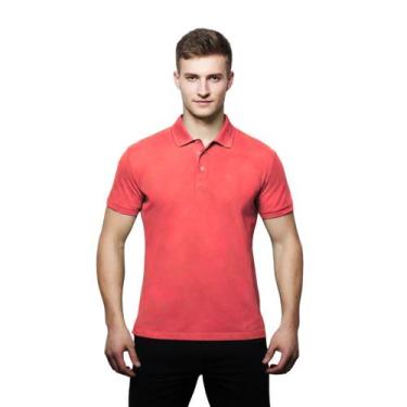 Imagem de Camisa Masculina Gola Polo Piquet Poliéster - Genérico, Vermelho coral
