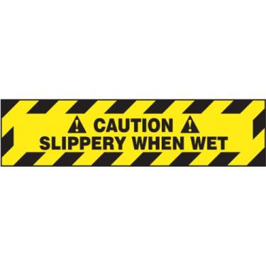 Imagem de Accuform Signs PSR244 Slip-Gard Adesivo Vinil Step-Style Placa de Piso, Legend "Caution Slippery When Wet", 61 cm de Largura x 15 cm de Comprimento, Preto em Amarelo