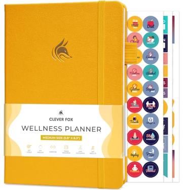 Imagem de Clever Fox Agenda de bem-estar – Diário semanal e diário de saúde e bem-estar, diário de alimentos e agenda de refeições para contagem de calorias, caderno para rastreamento de condições médicas,