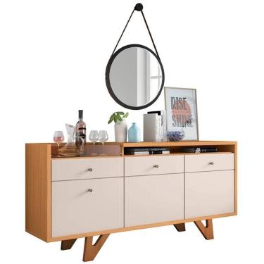 Imagem de Balcão Buffet Ellora Com Espelho Adnet 54cm H01 Off White-cinamomo - Mpozenato