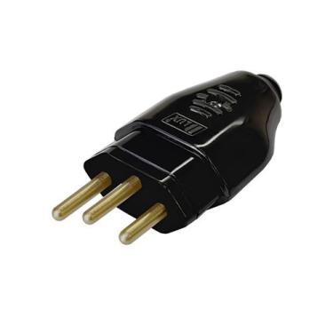 Imagem de Plugue Macho 180º 2P+T 10A Preto 10307-1 Blux