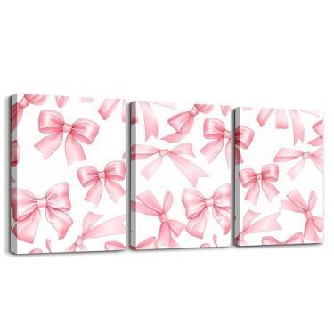 Imagem de Arte de parede em tela com laço infantil, 3 peças, imagem de princesa sonhadora, decoração de parede, laço preto, pôsteres 30,5 x 40,64 cm, pintura kawaii, laço, para meninas, meninos, adolescentes