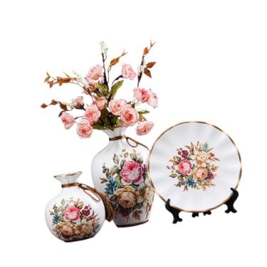 Imagem de Generic 3 peças de vasos de cerâmica, arranjos florais, ornamentos criativos, recipientes para plantas, vasos decorativos para escritório, prateleira de, Branco
