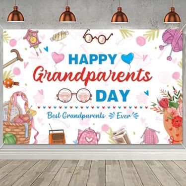 Imagem de Faixa de fundo Happy Grandparents Day Best Grandparents Ever Decorações para avós festa de aniversário decoração de avós evento escolar aposentadoria adereços de cabine de fotos decorações de fundo